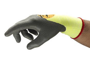 Ansell HyFlex 11-427 Gray/Yellow 11 Cut & Puncture-Resistant Glove - ANSI A2 Cut Resistance - Nitrile/Polyurethane Palm & Over Knuckles Coating - 11 in Length - 124184