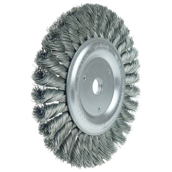Weiler 08975 Wheel Brush - 6 in Dia - Knotted - Standard Twist Steel Bristle