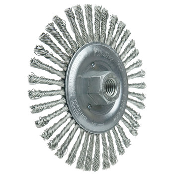 Weiler Roughneck 08786 Wheel Brush - 6 in Dia - Knotted - Stringer Bead Stainless Steel Bristle