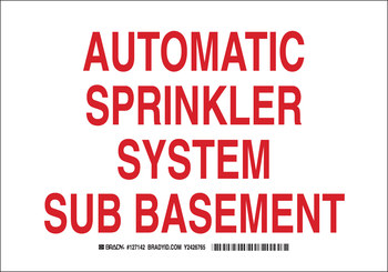 Picture of Brady B-302 Polyester Rectangle White English Fire Extinguishing System Sign part number 127145 (Main product image)