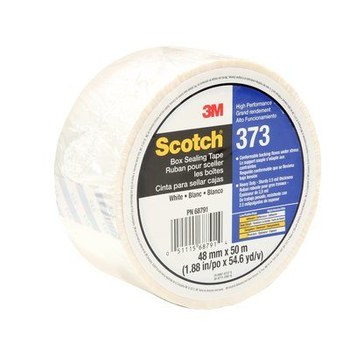 3M Scotch 373 White Box Sealing Tape - 48 mm Width x 50 m Length - 2.5 mil Thick - 68791