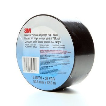 3M™ General Purpose Vinyl Tape 764, White, 49 in x 36 yd, 5 mil