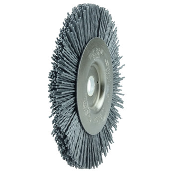 Weiler Nylox 31114 Wheel Brush - 4 in Dia - Crimped Round Nylon Bristle
