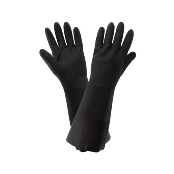 Global Glove FrogWear Black One Size Fits All Supported Chemical-Resistant Gloves - 15 in Length - Rough Finish - 22 mil Thick - 245CT