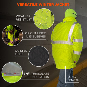 Ergodyne Glowear Cold Condition Jacket 8385 24384 - Size Large - High-Visibility Lime