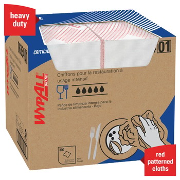 Kimberly-Clark Wypall CriticalClean X70 Wiper 06354, Hydroknit, - 12.5 in x 23.5 in - Red