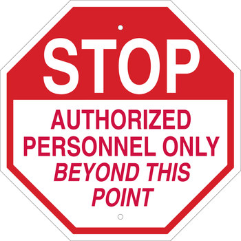 Picture of Brady B-555 Aluminum Octagon White English Restricted Area Sign part number 124532 (Main product image)