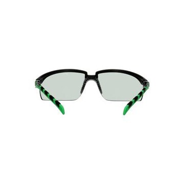 3M Solus 2000 Series Safety Glasses S2017AS-BLK - Anti-Scratch Low IR Gray Lens - Black/Green Ratcheting Temples