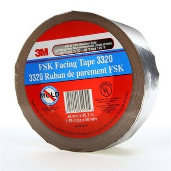 3M 3320 Silver Aluminum Tape - 48 mm Width x 45.7 m Length - 6.7 mil Total Thickness - 31530