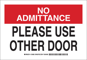 Picture of Brady B-555 Aluminum Rectangle White English Door Sign part number 124806 (Main product image)