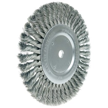 Weiler 08155 Wheel Brush - 8 in Dia - Knotted - Standard Twist Steel Bristle