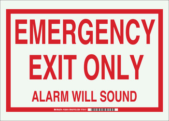 Picture of Brady Bradyglo B-324 Polyester Rectangle White English Emergency Exit Sign part number 103616 (Main product image)