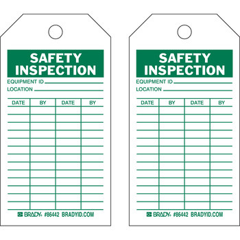 Picture of Brady Green on White Laminated, Metal Grommet, Write-On Polyester / Paper General Inspection 86442 General Inspection Tag (Main product image)