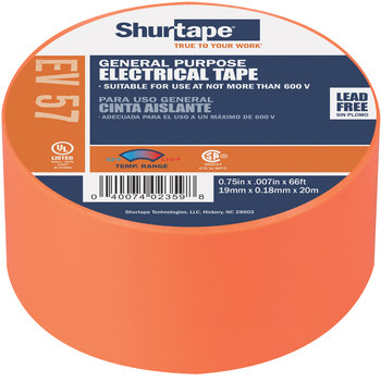 Shurtape White Electrical Tape - 3/4 in Width x 66 ft Length - 7.0 mil  Thick - SHURTAPE 104698