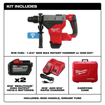 Milwaukee M18 FUEL SDS-Max Rotary Hammer Kit 2718-22HD - 1.75 in Chuck - 19.7 lb - M18 REDLITHIUM Battery