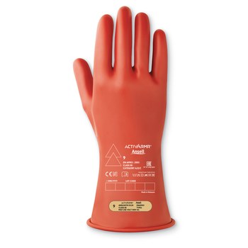 Ansell Marigold Industrial Red 9 Natural Rubber Mechanic's Gloves - 11 in Length - 114260