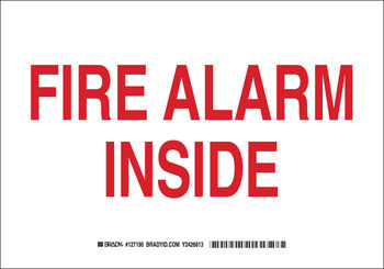 Picture of Brady B-401 High Impact Polystyrene Rectangle White English Fire Alarm Sign part number 127192 (Main product image)