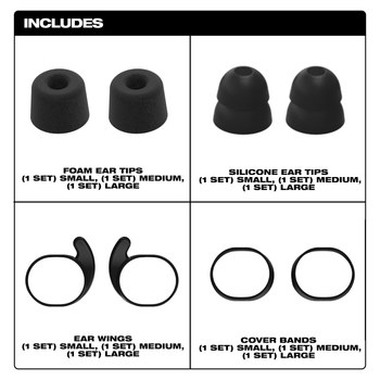 Milwaukee REDLITHIUM Jobsite Ear Buds Ear Tip Kit 49-16-0101 - Black - 84301