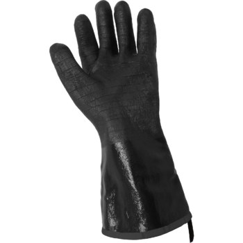 Global Glove FrogWear Black One Size Brushed Double-Layer Heat-Resistant Gloves - Food Grade - Neofoam Full Coverage Coating - 14 in Length - 9914RINT