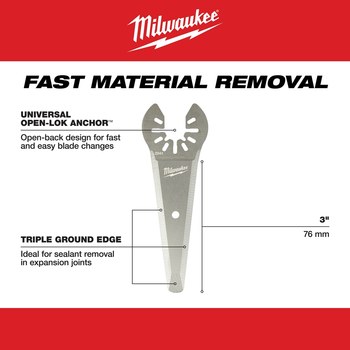 Milwaukee OPEN-LOK Oscillating Tapered Cutting Blade 49-25-2241 - 1.45 in Width x 0.07 in Thick - Stainless Steel
