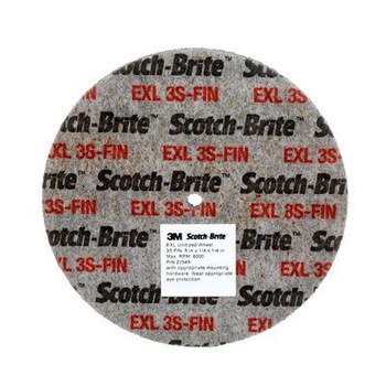 3M Scotch-Brite XL-UW Unitized Silicon Carbide Soft Deburring Wheel - Fine Grade - Arbor Attachment - 3 in Diameter - 1/4 in Center Hole - 1/2 in Thickness - 28199