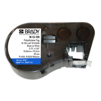 Picture of Brady Black on White Thermal Transfer M-12-109 Die-Cut Thermal Transfer Printer Cartridge (Main product image)