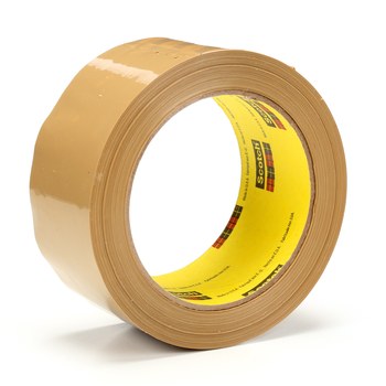 3M Scotch 375 Tan Box Sealing Tape - 48 mm Width x 50 m Length - 3.1 mil Thick - 72401