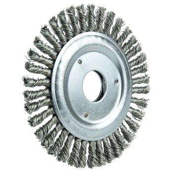 Weiler Roughneck 13249 Wheel Brush - 4.5 in Dia - Knotted - Stringer Bead Stainless Steel Bristle