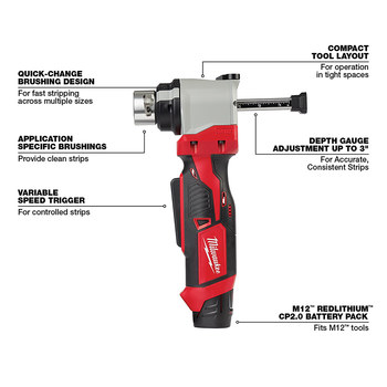 Milwaukee M12 REDLITHIUM Battery Cable Stripper Kit - 2435AL-21