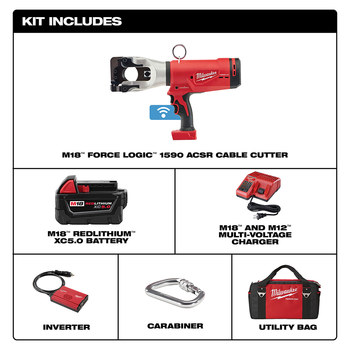 Milwaukee M18 FORCE LOGIC M18 REDLITHIUM Battery ACSR Cable Cutter, 2777-21