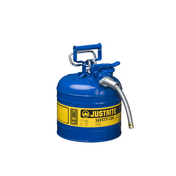 Picture of Justrite Accuflow Blue Steel Leak-Proof, Pressure-Relief Vent, Self-Closing 2 gal Safety Can (Main product image)