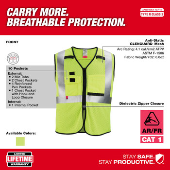 Milwaukee GLENGUARD High-Visibility Vest 48-73-5201 - Size Small/Medium - Yellow - 60411