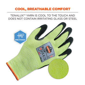 Ergodyne 7041 Lime Small Cut-Resistant Gloves - ANSI A4 Cut Resistance - Nitrile Palm & Fingers Coating - 17812