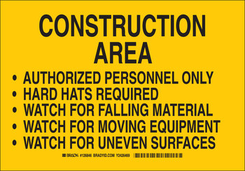 Picture of Brady B-401 Polystyrene Rectangle Yellow English Construction Site Sign part number 126847 (Main product image)