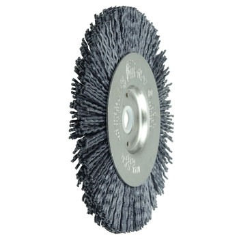 Weiler Bore-Rx 86165 Wheel Brush - 4 in Dia - Crimped Round Nylon Bristle