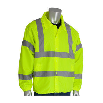 PIP 333-WB Hi-Vis Lime Yellow/Black Large Polyester Cold Condition Jacket - 2 Pockets - Fits 51.2 in Chest - 28.9 in Length - 616314-07416