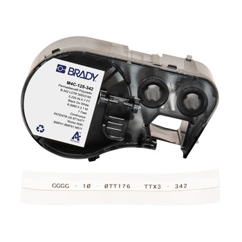 Picture of Brady PermaSleeve Black on White Polyolefin Thermal Transfer M4C-125-342 Heat-Shrink Label (Main product image)