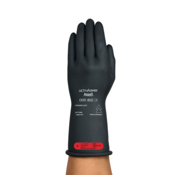 Ansell ActivArmr Rig R011BUL Black 10 Electrical Insulated Gloves - Latex Coating - 11 in Length - RIG011BUL100