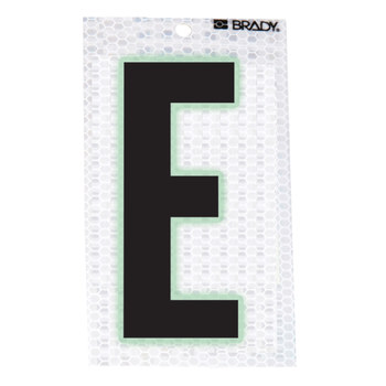 Picture of Brady Black on Silver Glow-In-The-Dark, Reflective Indoor / Outdoor 3000-E Letter Label (Main product image)