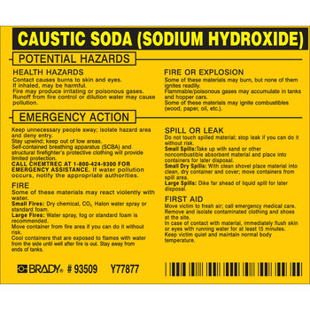 Picture of Brady Black on Yellow Rectangle Vinyl 93509 Hazardous Material Label (Main product image)