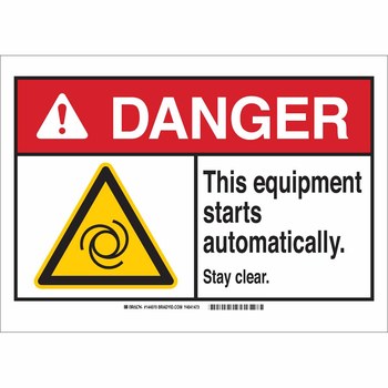 Picture of Brady B-120 Fiberglass Rectangle White English Machine Safety Sign part number 144074 (Main product image)