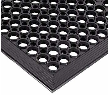 Picture of Notrax Sanitop 562 Black Indoor Rubber Alternating Big/Small Holes Wet Condition Floor Mat (Main product image)