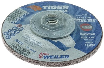 Weiler Tiger Inox Grinding Wheel 58120 - 4-1/2 in - INOX - 24 - R
