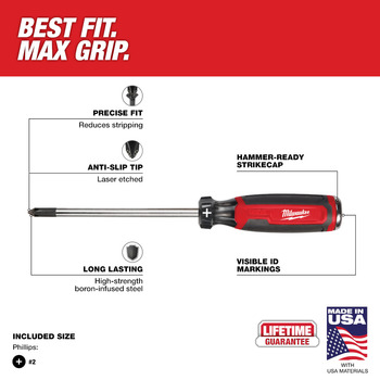 Milwaukee #2 Phillips MT205 Demolition Screwdriver - 10.8 in - 60004