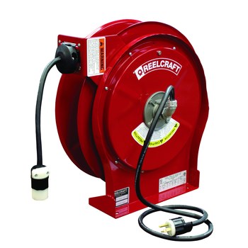 Reelcraft Industries L Series Cord Reel - 50 ft Cable Included - Spring  Drive - 15 Amps - 125V - Single Outlet - 12 AWG - L 5550 123 3