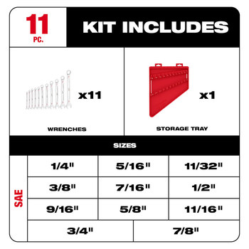 Milwaukee 48-22-9411 Combination Wrench Set - Chrome Vanadium Steel