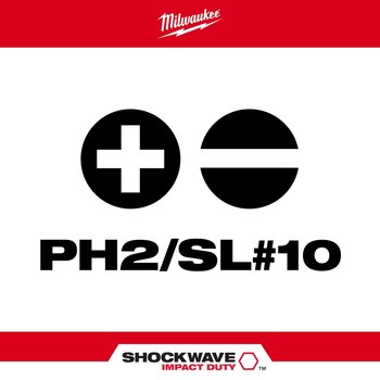 Milwaukee SHOCKWAVE Impact Duty Phillips Slotted Bit 48-32-4310 - Alloy Steel - 2 in Length - 47477