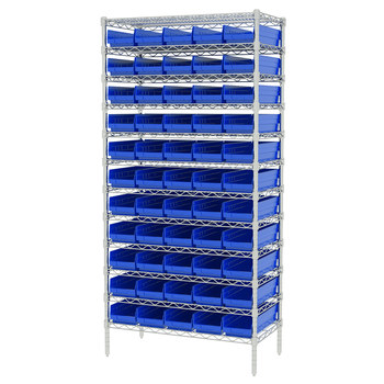 Picture of Akro-Mils AWS183630138 Shelfmax 2000 lb Adjustable Blue Chrome Steel Open Fixed Shelving System (Main product image)