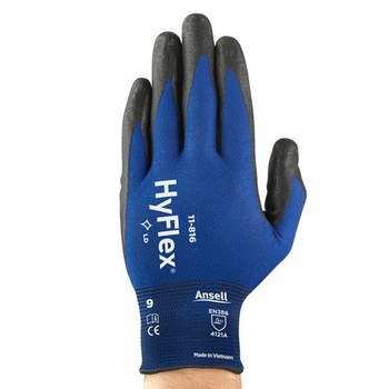 Ansell HyFlex Fortix 11-816 Blue/Black 8 Nylon/Spandex Work Gloves - Nitrile Foam Palm & Fingers Coating - 830978
