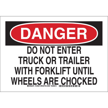 Picture of Brady B-302 Polyester Rectangle White English Truck & Forklift Warehouse Traffic Sign part number 129521 (Main product image)